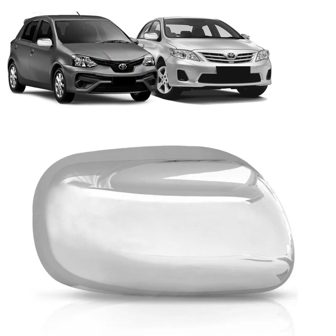 Aplique Retrovisor Etios Corolla 2009 a 2014 Cromado Lado Direito Sem Pisca