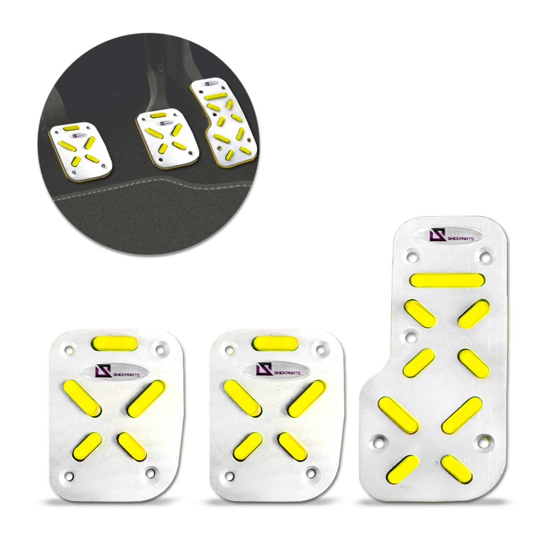 Pedaleiras Esportiva Tuning Amarelo Alumínio Anodizado M1 3 Peças