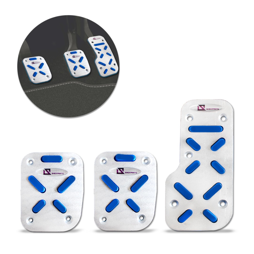 Pedaleiras Esportiva Tuning Azul Alumínio Anodizado M1 3 Peças