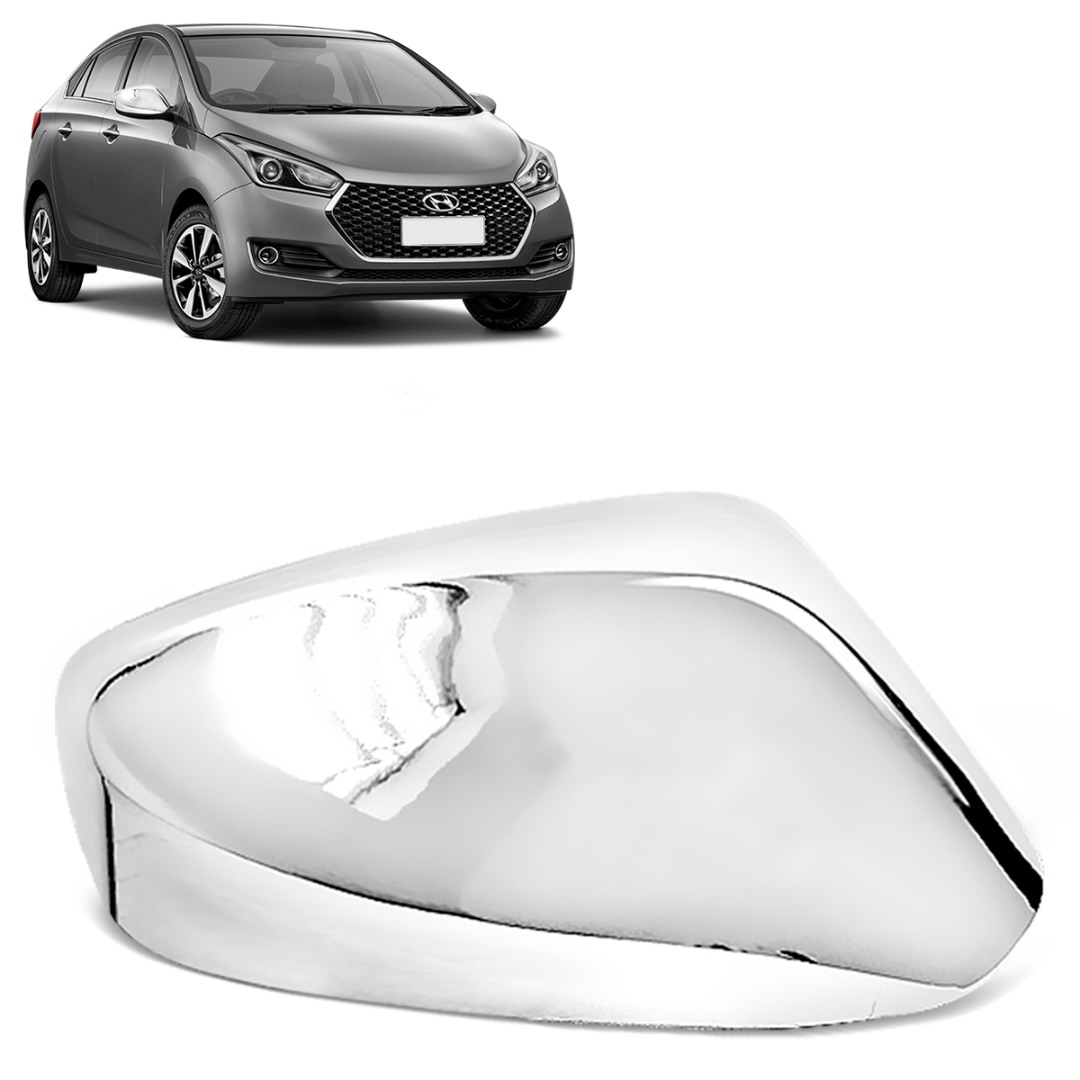 Aplique Retrovisor HB20 2013 a 2019 Lado direito Sem pisca Cromado