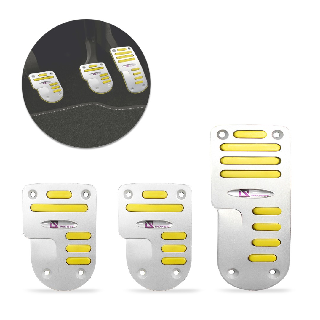 Pedaleiras Esportiva Tuning Amarelo Alumínio Anodizado M2 3 Peças